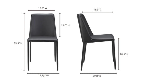 Nora Dining Chair Black Vegan Leather - Set Of Two