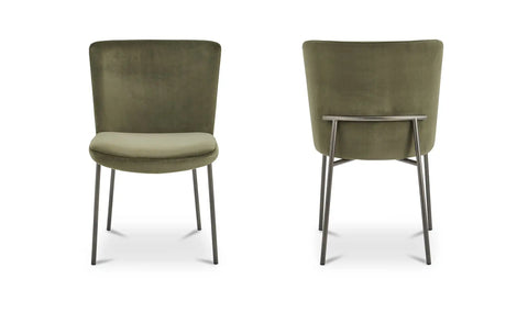 Early Dining Chair Faux Green Mohair-Set Of Two