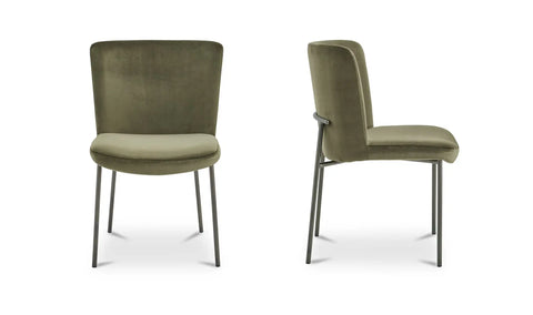 Early Dining Chair Faux Green Mohair-Set Of Two