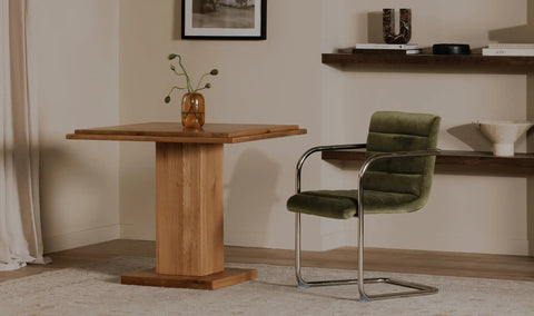 Pedro Dining Chair Green Mohair Set of Two