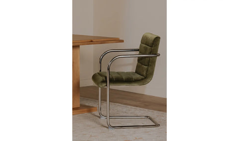 Pedro Dining Chair Green Mohair Set of Two