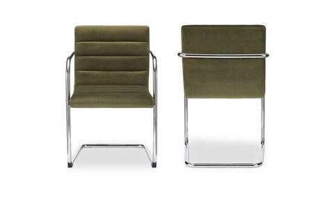 Pedro Dining Chair Green Mohair Set of Two