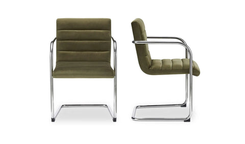 Pedro Dining Chair Green Mohair Set of Two