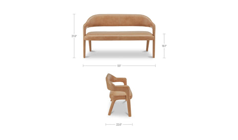 Martens Dining Bench Tan Leather