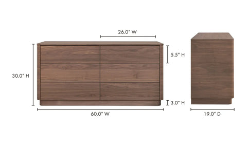 Round Off Dresser Walnut Brown