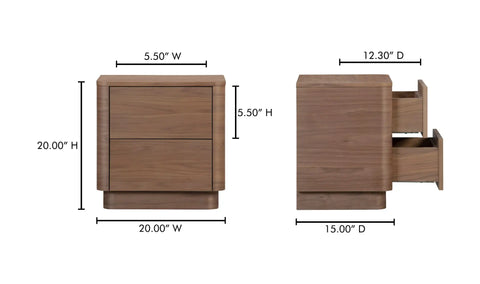 Round Off Tall Nightstand Walnut Brown