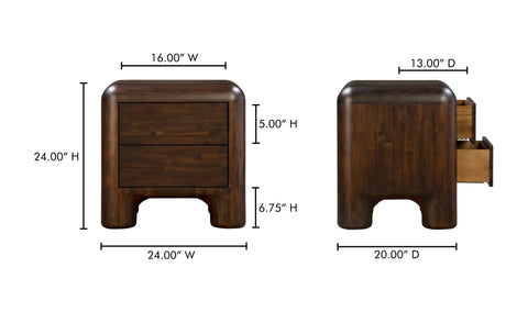 Rowan Nightstand Dark Brown